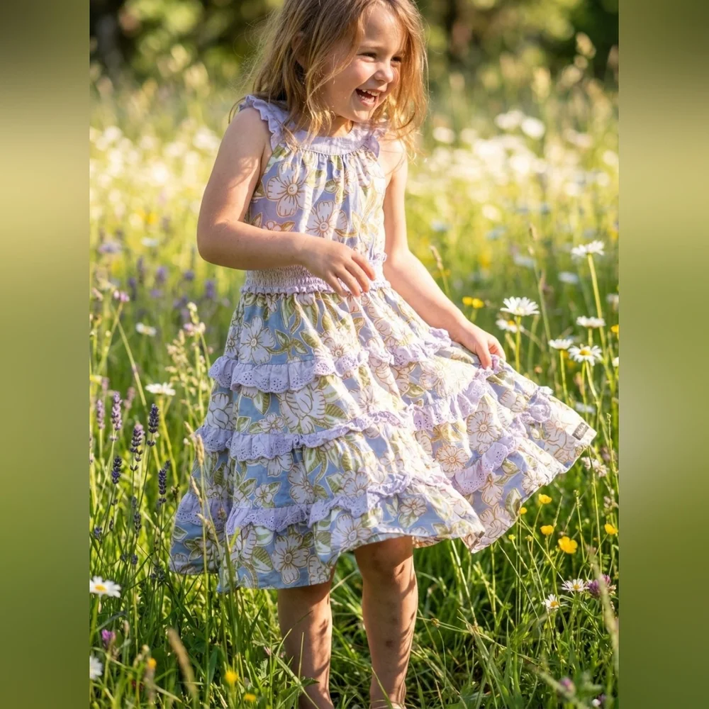 Matilda Jane Lavender Floral Tiered Ruffle Dress - Picture 1 of 6